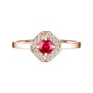 Thumbnail: Ring Rose gold Ruby and diamonds Plissage Rond 4 mm 1