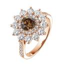Thumbnail: Ring Rose gold Chocolate Diamond and diamonds Lefkos 6 mm Pavée 3