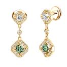 Thumbnail: Earrings Yellow gold Green Sapphire and diamonds Plissage 1