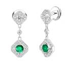 Thumbnail: Earrings White gold Emerald and diamonds Plissage 1