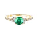 Thumbnail: Ring Yellow gold Emerald and diamonds Baby EverBloom 5 mm Pavée 1