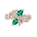 Thumbnail: Ring Rose gold Emerald and diamonds EverBloom Toi & Moi 1