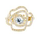 Thumbnail: Ring Yellow gold Aquamarine and diamonds PrimaRosa Alta 1
