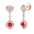 Thumbnail: Earrings Rose gold Ruby and diamonds Plissage 1