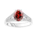 Thumbnail: Ring Platinum Garnet and diamonds Rétromantique Tiare Pavée 1