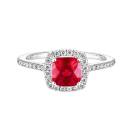 Thumbnail: Ring Platinum Ruby and diamonds Rétromantique Coussin Pavée 2