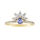 Thumbnail: Ring Yellow gold Tanzanite and diamonds EverBloom Pavée 4 mm 1