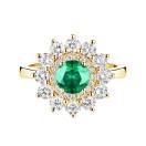 Thumbnail: Ring Yellow gold Emerald and diamonds Lefkos 6 mm 1