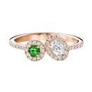 Vignette : Bague Or rose Tsavorite et diamants AlterEgo Ovale 1