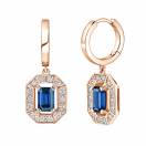 Thumbnail: Earrings Rose gold Sapphire and diamonds Art Déco 1