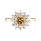 Thumbnail: Ring Yellow gold Cognac Diamond and diamonds Lefkos 5 mm 1