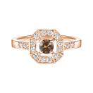Thumbnail: Ring Rose gold Chocolate Diamond and diamonds Art Déco Rond 4 mm 1
