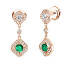 Thumbnail: Earrings Rose gold Emerald and diamonds Plissage 1