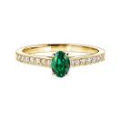 Thumbnail: Ring Yellow gold Emerald and diamonds Lady Ovale Pavée 1