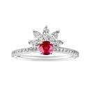 Thumbnail: Ring White gold Ruby and diamonds EverBloom Pavée 4 mm 1