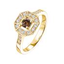 Thumbnail: Ring Yellow gold Chocolate Diamond and diamonds Art Déco Rond 4 mm 2