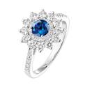 Thumbnail: Ring White gold Sapphire and diamonds Lefkos 5 mm Pavée 3