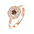Thumbnail: Ring Rose gold Chocolate Diamond and diamonds Art Déco Rond 4 mm 2
