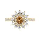 Thumbnail: Ring Yellow gold Cognac Diamond and diamonds Lefkos 4 mm Pavée 1