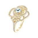 Thumbnail: Ring Yellow gold Aquamarine and diamonds PrimaRosa Alta 2