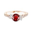 Thumbnail: Ring Rose gold Garnet and diamonds Baby EverBloom 6 mm Pavée 1