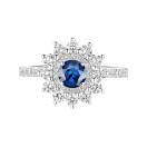 Thumbnail: Ring White gold Sapphire and diamonds Lefkos 5 mm Pavée 1