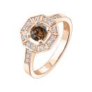 Thumbnail: Ring Rose gold Chocolate Diamond and diamonds Art Déco Rond 5 mm 2