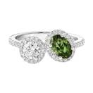 Vignette : Bague Platine Saphir Vert et diamants AlterEgo Ovale L 1