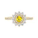 Vignette : Bague Or jaune Saphir Jaune et diamants Lefkos 4 mm Pavée 1