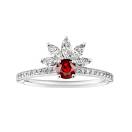 Thumbnail: Ring White gold Garnet and diamonds EverBloom Pavée 4 mm 1