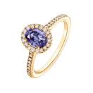 Thumbnail: Ring Yellow gold Tanzanite and diamonds Rétromantique Ovale Pavée 2