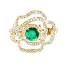 Thumbnail: Ring Yellow gold Emerald and diamonds PrimaRosa Alta 1
