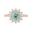 Vignette : Bague Or rose Tourmaline Mint et diamants Lefkos 5 mm Pavée 1