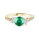 Thumbnail: Ring Yellow gold Emerald and diamonds Baby EverBloom 6 mm Pavée 1