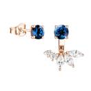 Thumbnail: Earrings Rose gold Sapphire and diamonds EverBloom Asymétriques 1