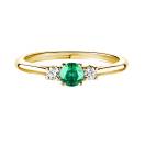 Thumbnail: Ring Yellow gold Emerald and diamonds Baby Lady Duo 1