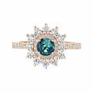 Thumbnail: Ring Rose gold Teal Sapphire and diamonds Lefkos 5 mm Pavée 1