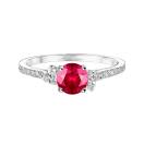 Thumbnail: Ring Platinum Ruby and diamonds Baby EverBloom 5 mm Pavée 1