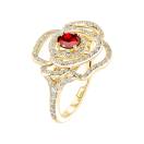 Thumbnail: Ring Yellow gold Garnet and diamonds PrimaRosa Alta 2