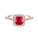 Thumbnail: Ring Rose gold Ruby and diamonds Rétromantique Coussin Pavée 2