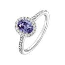 Thumbnail: Ring Platinum Tanzanite and diamonds Rétromantique Ovale Pavée 2