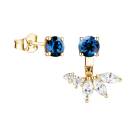 Thumbnail: Earrings Yellow gold Sapphire and diamonds EverBloom Asymétriques 1