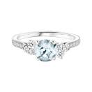 Thumbnail: Ring White gold Aquamarine and diamonds Baby EverBloom 6 mm Pavée 1