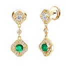 Thumbnail: Earrings Yellow gold Emerald and diamonds Plissage 1