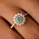Vignette : Bague Or rose Tourmaline Mint et diamants Lefkos 4 mm Pavée 2