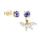 Thumbnail: Earrings Yellow gold Tanzanite and diamonds EverBloom Asymétriques 1