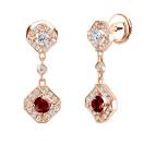 Thumbnail: Earrings Rose gold Garnet and diamonds Plissage 1