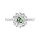 Vignette : Bague Or blanc Saphir Vert et diamants Lefkos 4 mm Pavée 1
