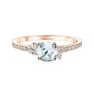 Thumbnail: Ring Rose gold Aquamarine and diamonds Baby EverBloom 5 mm Pavée 1
