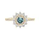 Thumbnail: Ring Yellow gold Blue Grey Sapphire and diamonds Lefkos 4 mm Pavée 1